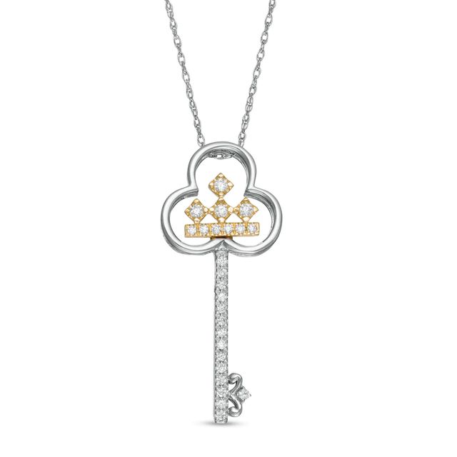 Peoples Private Collection 0.15 CT. T.W. Diamond Key Pendant in 10K Two-Tone Gold