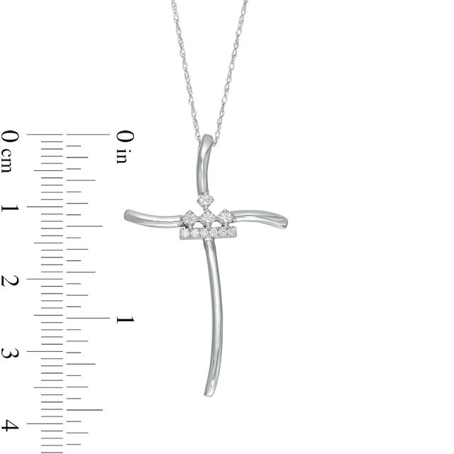 Peoples Private Collection 0.10 CT. T.W. Diamond Curved Cross Pendant in 10K White Gold|Peoples Jewellers