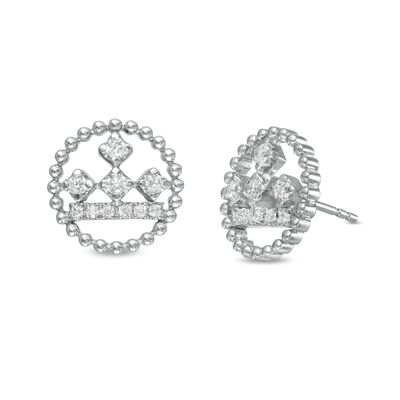 Peoples Private Collection 0.25 CT. T.W. Diamond Beaded Circle Stud Earrings in 10K White Gold|Peoples Jewellers