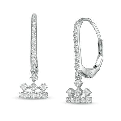 Peoples Private Collection 0.20 CT. T.W. Diamond Crown Drop Earrings in 10K White Gold|Peoples Jewellers