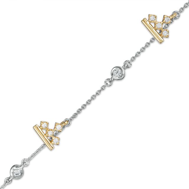 Peoples Private Collection 0.33 CT. T.W. Diamond Station Alternating Crown Bracelet in 10K Two-Tone Gold - 7.25"