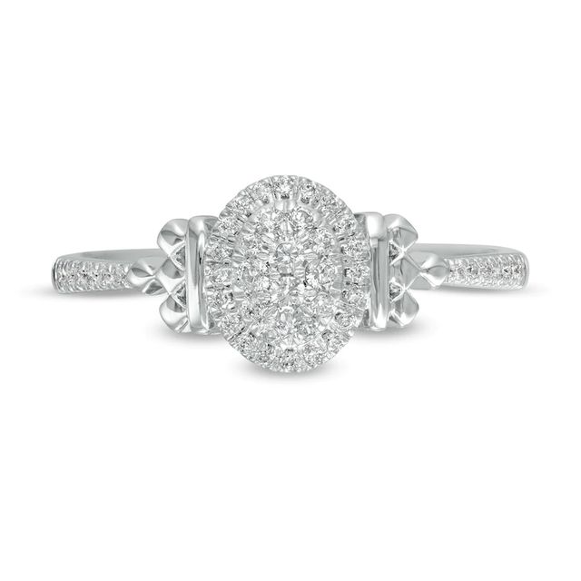 Peoples Private Collection 0.20 CT. T.W. Composite Diamond Oval-Shaped Frame Ring in 10K White Gold