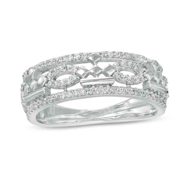 Peoples Private Collection 0.25 CT. T.W. Diamond Crown Art Deco Ring in 10K White Gold