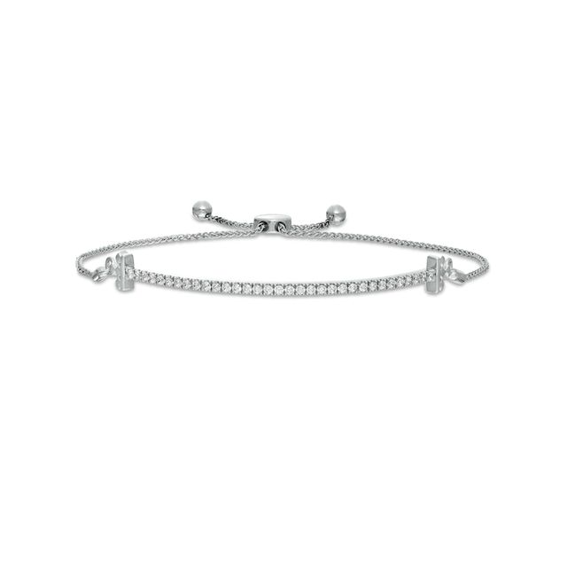 Peoples Private Collection 0.50 CT. T.W. Diamond Crown Collar Bolo Bracelet in 10K White Gold - 9.5"|Peoples Jewellers