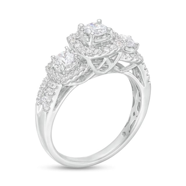 1.00 CT. T.W. Diamond Frame Past Present Future® Engagement Ring in 10K White Gold|Peoples Jewellers