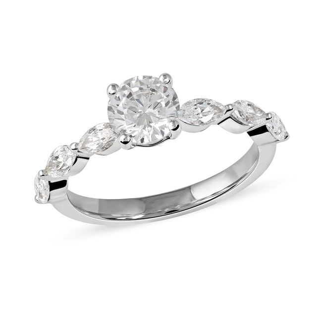 1.60 CT. T.W. Round and Marquise Diamond Engagement Ring in 14K Gold|Peoples Jewellers