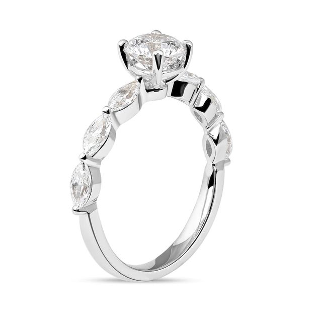 1.60 CT. T.W. Round and Marquise Diamond Engagement Ring in 14K Gold|Peoples Jewellers