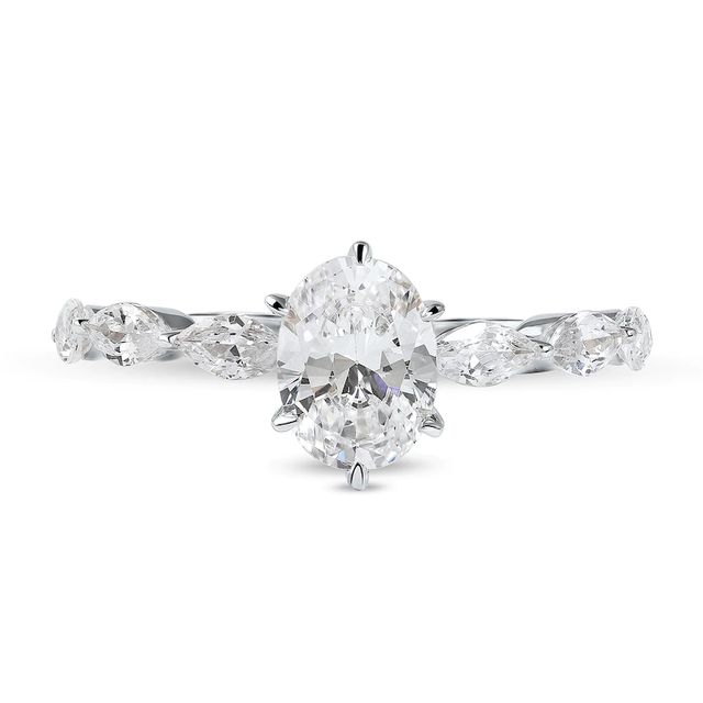 1.60 CT. T.W. Oval and Marquise Diamond Engagement Ring in 14K Gold|Peoples Jewellers