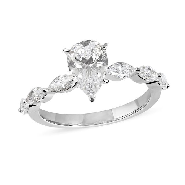 1.60 CT. T.W. Pear-Shaped and Marquise Diamond Engagement Ring in 14K Gold|Peoples Jewellers