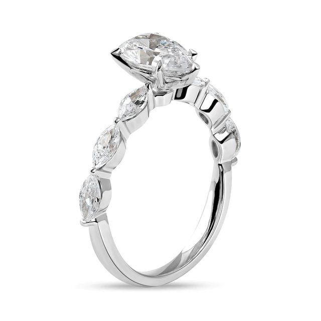 1.60 CT. T.W. Pear-Shaped and Marquise Diamond Engagement Ring in 14K Gold|Peoples Jewellers