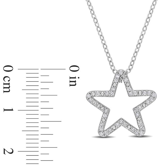 0.20 CT. T.W. Diamond Star Outline Pendant in Sterling Silver