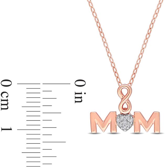 Composite Diamond Accent Infinity Heart "MOM" Pendant in Sterling Silver with Rose Rhodium Plate|Peoples Jewellers