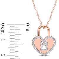0.18 CT. T.W. Diamond Heart-Shaped Lock Pendant in Sterling Silver with Rose Rhodium Plate|Peoples Jewellers