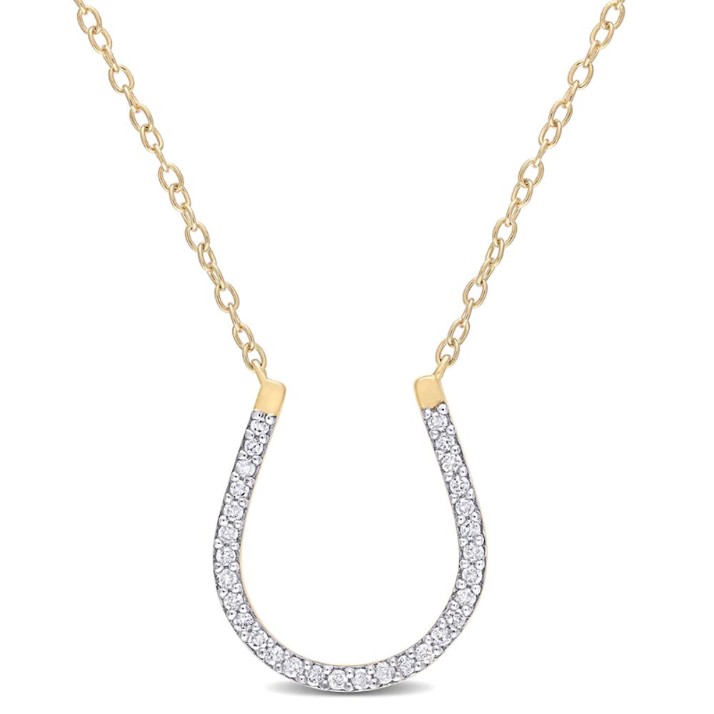 0.15 CT. T.W. Diamond Horseshoe Necklace in Sterling Silver with Yellow Rhodium Plate|Peoples Jewellers