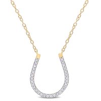 0.15 CT. T.W. Diamond Horseshoe Necklace in Sterling Silver with Yellow Rhodium Plate|Peoples Jewellers
