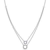 0.04 CT. T.W. Diamond Double Strand Layered Circle Necklace in Sterling Silver - 19"|Peoples Jewellers