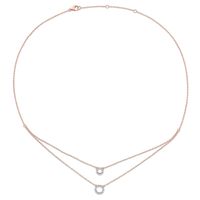 0.04 CT. T.W. Diamond Double Strand Layered Circle Necklace in Sterling Silver with Rose Rhodium Plate - 19"|Peoples Jewellers