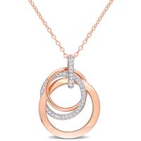 0.21 CT. T.W. Diamond Interlocking Circles Trio Pendant in Sterling Silver with Rose Rhodium Plate|Peoples Jewellers