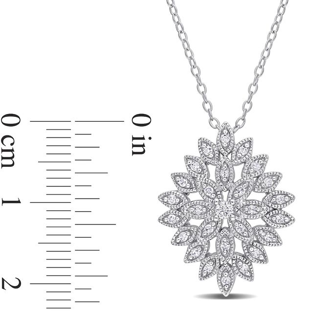 0.25 CT. T.W. Composite Diamond Vintage-Style Flower Pendant in Sterling Silver|Peoples Jewellers