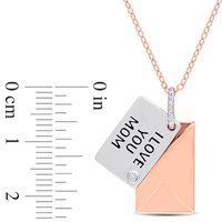 Diamond Accent "I LOVE YOU MOM" Letter Pendant in Sterling Silver with Rose Rhodium Plate|Peoples Jewellers