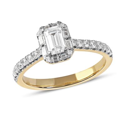 0.75 CT. T.W. Emerald-Cut Diamond Frame Engagement Ring in 10K Gold (I/I1)|Peoples Jewellers