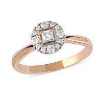 0.33 CT. T.W. Princess-Cut Diamond Round Frame Engagement Ring in 10K Rose Gold (I/I3)|Peoples Jewellers