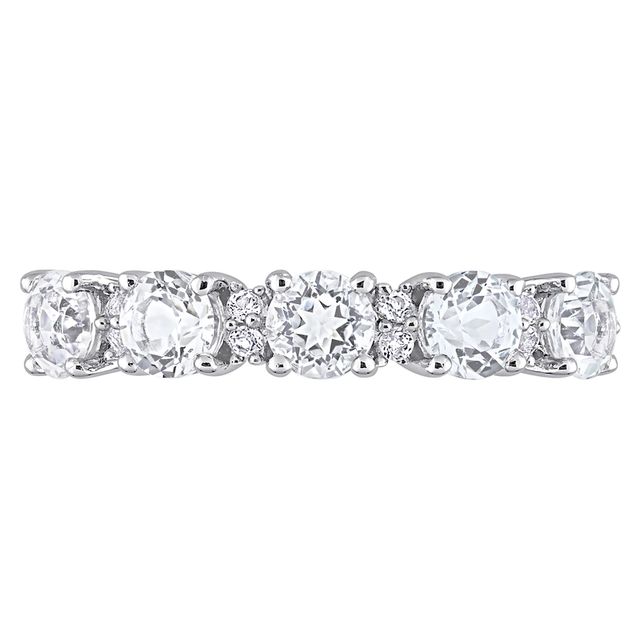 4.0mm White Topaz Duo Five Stone Alternating Stackable Band in Sterling Silver|Peoples Jewellers
