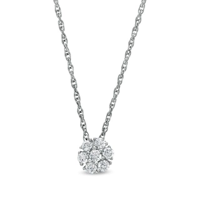 0.20 CT. T.W. Composite Diamond Flower Pendant in 10K White Gold|Peoples Jewellers