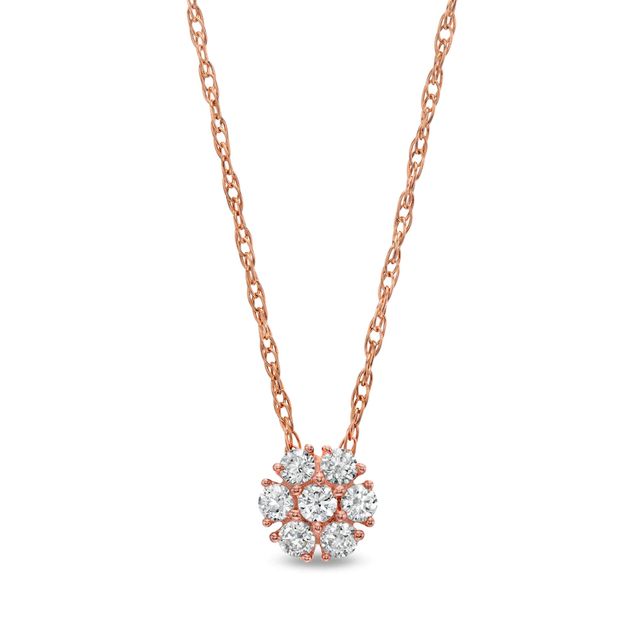 0.20 CT. T.W. Composite Diamond Flower Pendant in 10K Rose Gold