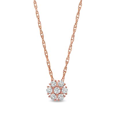 0.20 CT. T.W. Composite Diamond Flower Pendant in 10K Rose Gold|Peoples Jewellers