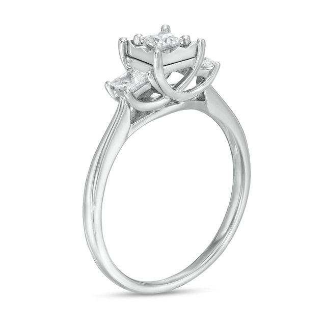 0.50 CT. T.W. Princess-Cut Diamond Past Present Future® Engagement Ring in 10K White Gold|Peoples Jewellers