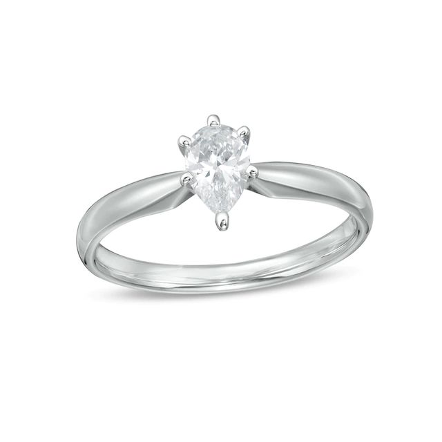 0.40 CT. Certified Canadian Pear-Shaped Diamond Solitaire Engagement Ring in 14K White Gold (I/I1)|Peoples Jewellers