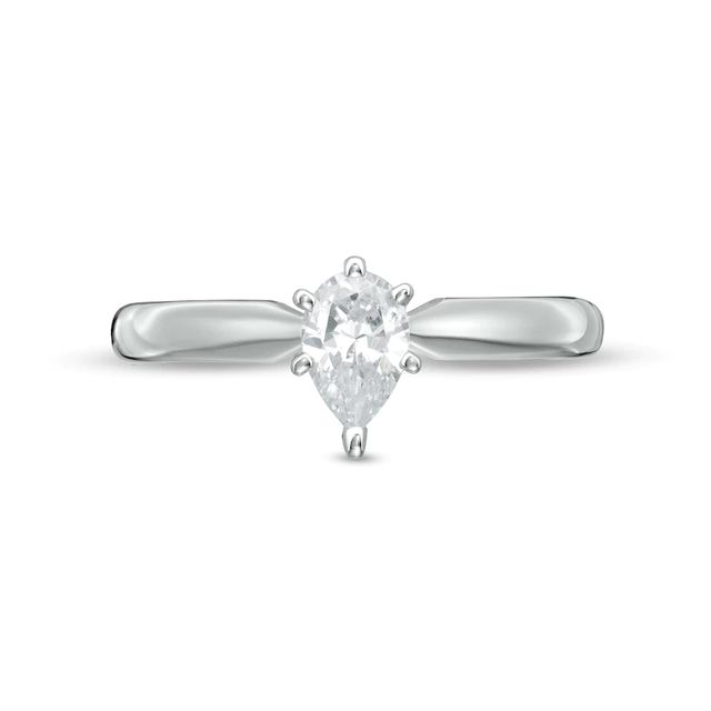 0.40 CT. Certified Canadian Pear-Shaped Diamond Solitaire Engagement Ring in 14K White Gold (I/I1)