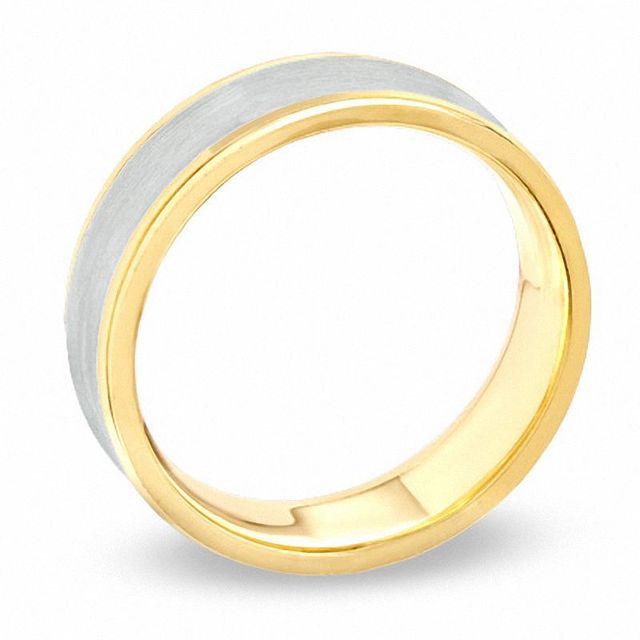 Previously Owned - Men's 7.0mm Concave Wedding Band in 14K Two-Tone Gold