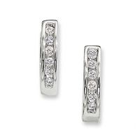 Previously Owned - 0.10 CT. T.W. Diamond Huggie Hoop Earrings in 10K White Gold|Peoples Jewellers