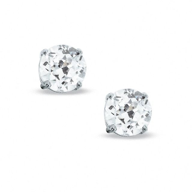 Previously Owned - 6.0mm Lab-Created White Sapphire Stud Earrings in Sterling Silver|Peoples Jewellers