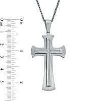 Previously Owned - Men's Diamond Accent Cross Pendant in Stainless Steel - 24"|Peoples Jewellers