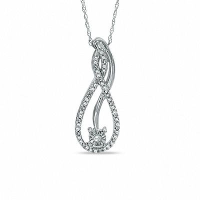 Previously Owned - 0.12 CT. T.W. Diamond Swirl Pendant in Sterling Silver|Peoples Jewellers