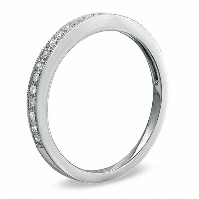 Previously Owned - 0.10 CT. T.W. Diamond Milgrain Band in 10K White Gold|Peoples Jewellers