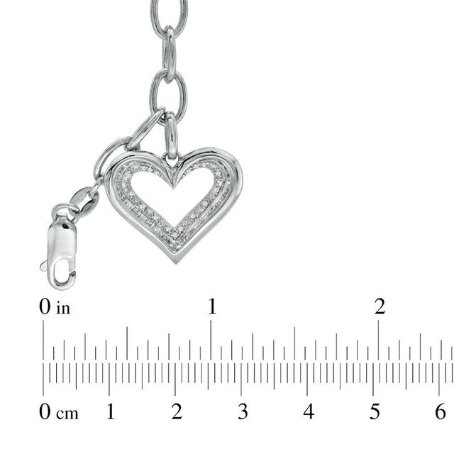 Previously Owned - The Heart Within™ Diamond Accent Heart Charm Bracelet in Sterling Silver - 7.5"|Peoples Jewellers