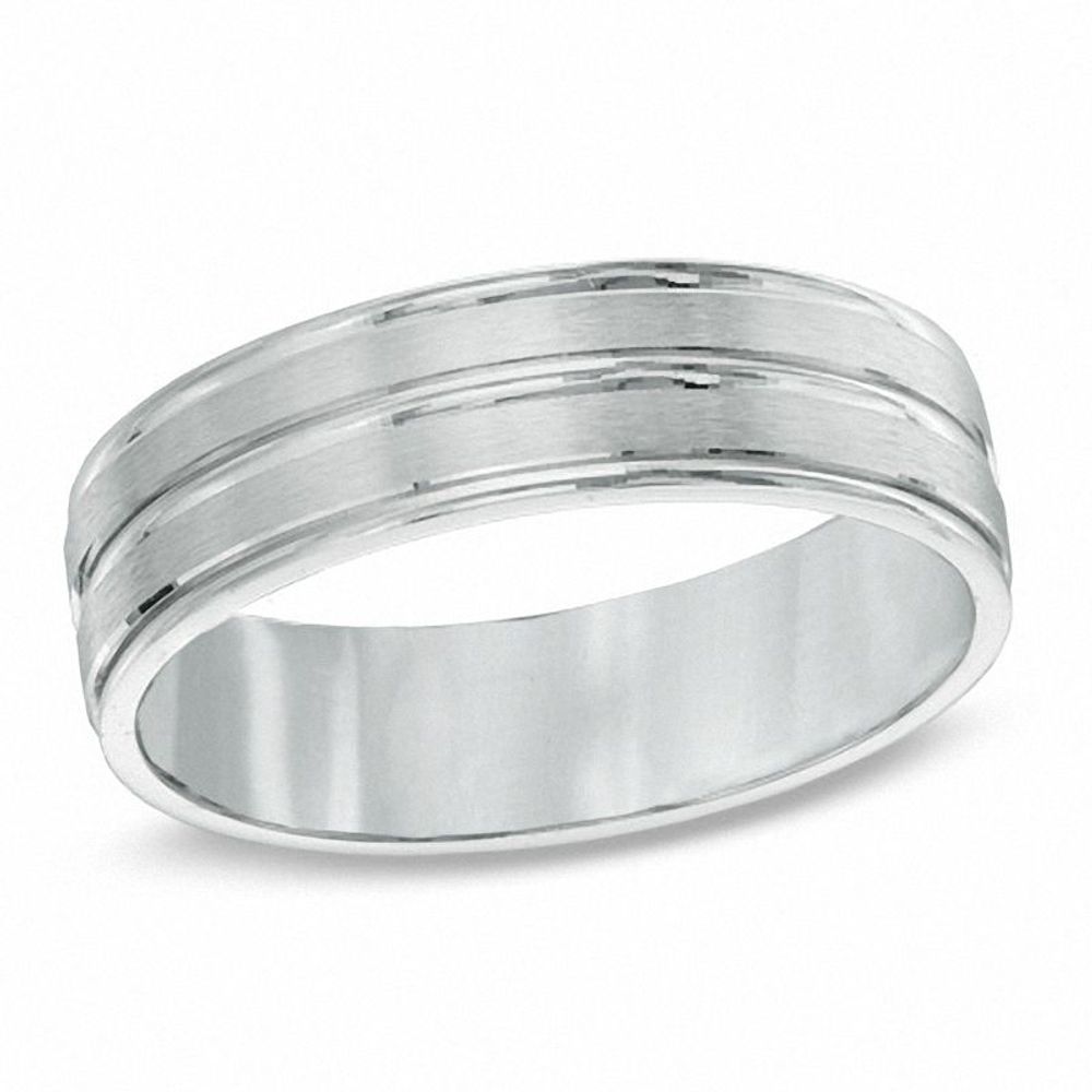 Previously Owned - Men's 6.0mm Wedding Band in 10K White Gold|Peoples Jewellers