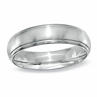 Previously Owned - Men's 7.5mm Dome Satin Stripe Wedding Band in Titanium|Peoples Jewellers