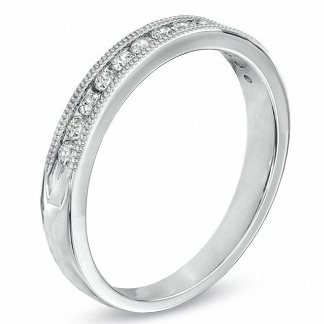 Previously Owned - 0.25 CT. T.W. Diamond Milgrain Band in 14K White Gold|Peoples Jewellers