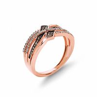 Previously Owned - 0.25 CT. T.W. Champagne and White Diamond Bypass Ring in 10K Rose Gold|Peoples Jewellers
