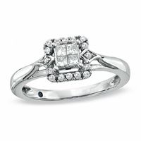 Previously Owned - Cherished Promise Collection™ 0.25 CT. T.W. Quad Princess-Cut Diamond Promise Ring in 10K White Gold|Peoples Jewellers