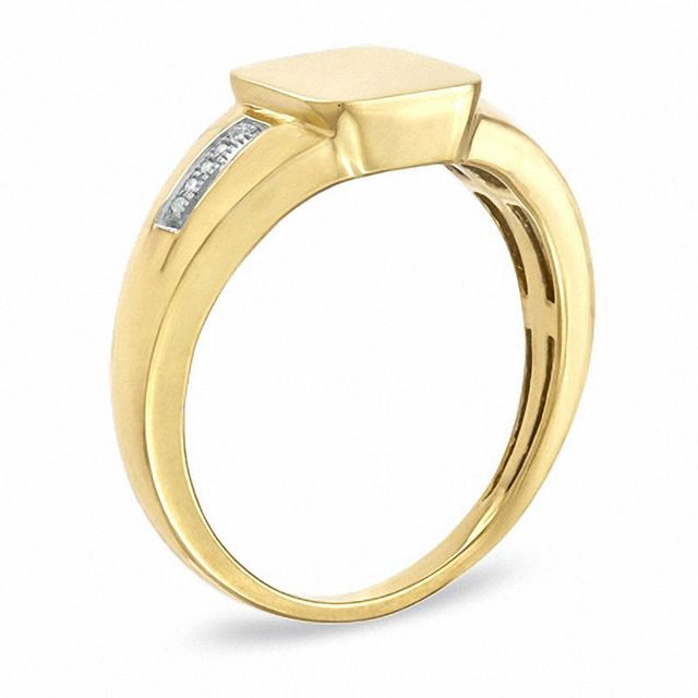 Previously Owned - Men's Diamond Accent Signet Ring in 10K Gold