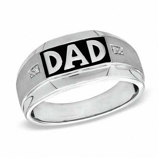 Previously Owned - Men's Diamond Accent "DAD" Ring in 10K White Gold