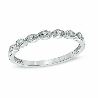 Previously Owned - Diamond Accent Milgrain Anniversary Band in 10K White Gold|Peoples Jewellers