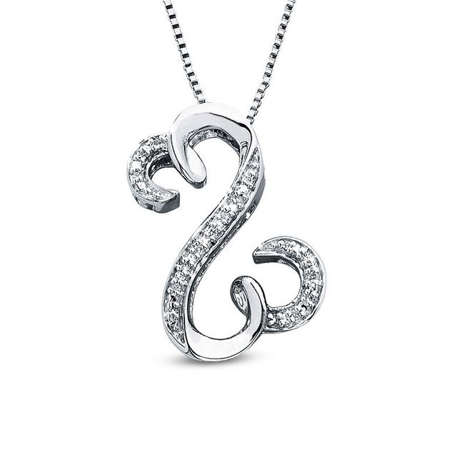 Previously Owned - Open Hearts by Jane Seymour™ 0.04 CT. T.W. Diamond Curlique Pendant in Sterling Silver|Peoples Jewellers