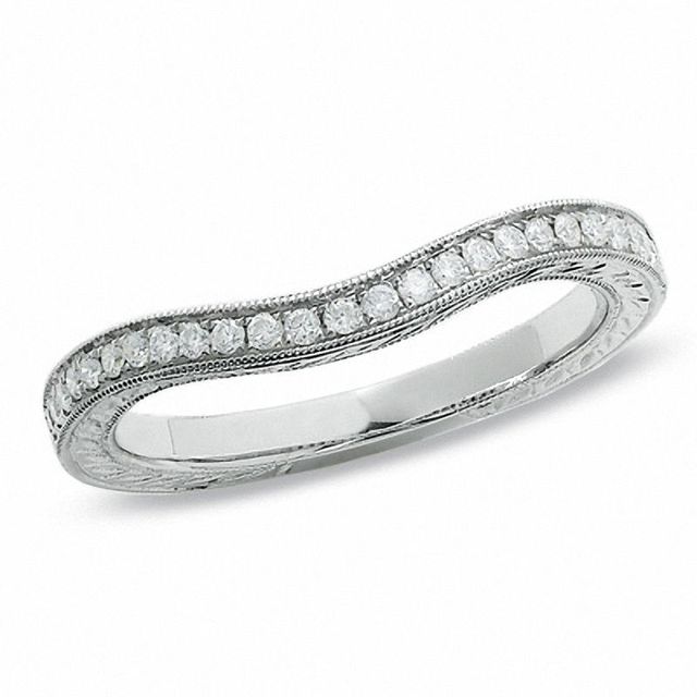 Previously Owned - 0.20 CT. T.W. Diamond Curved Band in 14K White Gold